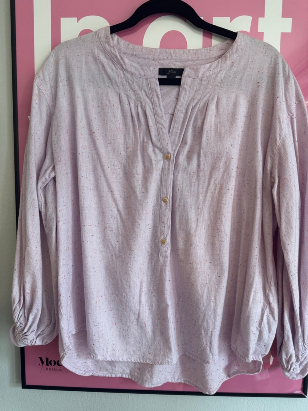 I.Crew Pale Lavender Speckled Henley Blouse